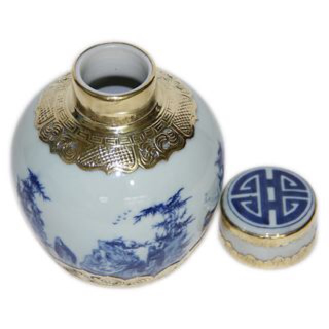 Hộp chè men lam bọc đồng