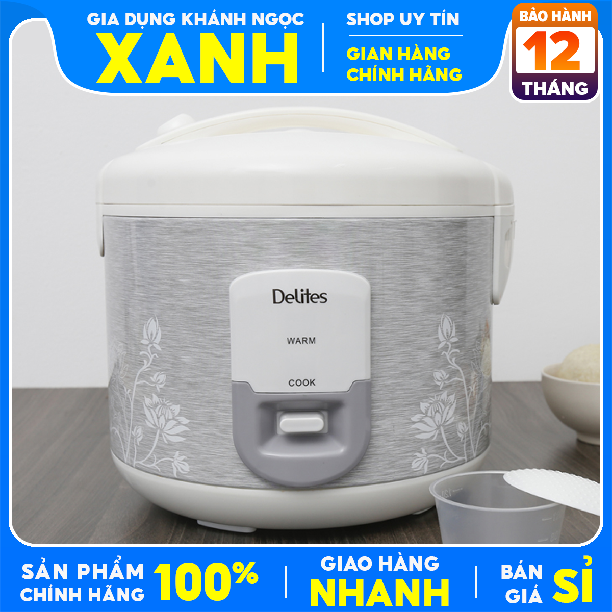 Delites ncg1805 1,8 liter electric rice cooker new display 98-99% original, for 4 - 6 person non-stick enamel rice cooker.-12 months warranty