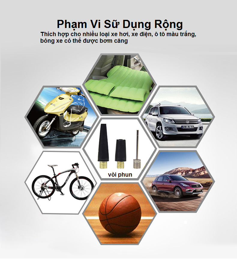 [HCM]Máy Bơm Lốp Xe Không Khí Điện Đa Năng Mini