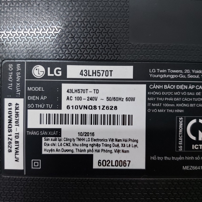 Bo mạch tivi LG 43LH570T , 43LH570