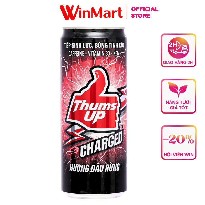 -n ước tăng lực hương dâu thums up lon 320ml