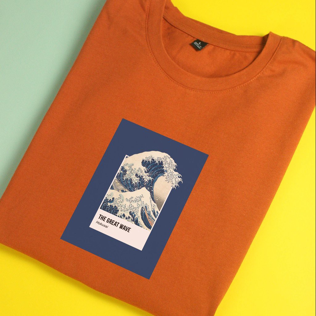 Áo thun unisex cotton in hình Pantone - The Great Wave