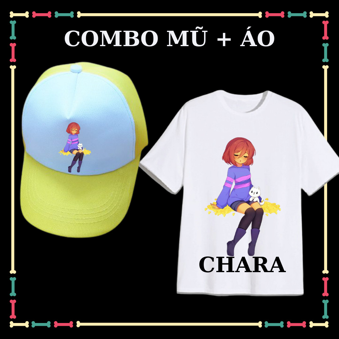 COMBO ÁO + MŨ/NÓN IN HÌNH CHARA CHO BÉ GÁI (BIỆT ĐỘI GANGSTER)
