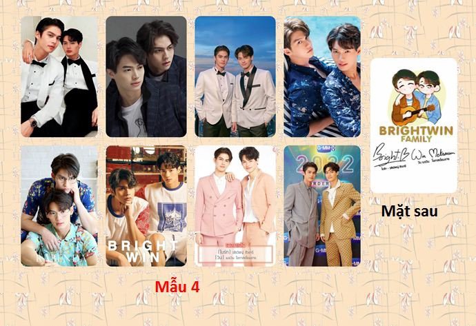 UnoffCombo 8 tấm bo góc CP BOYLOVE BRIGHTWIN idol Thái