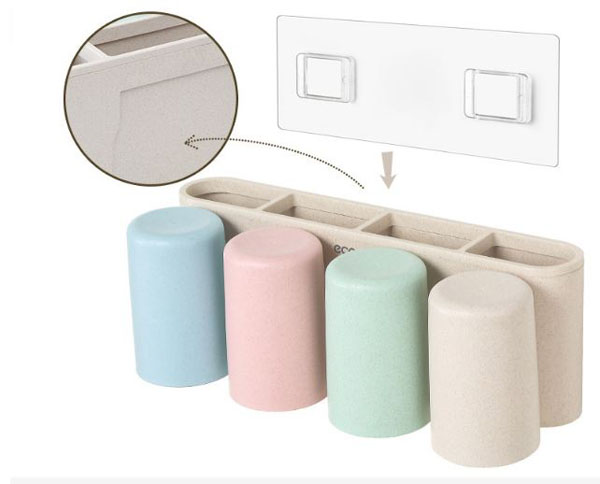 Bộ cắm chải 4 cốc Ecoco dính cường lực siêu chắc