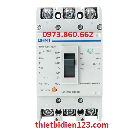 Aptomat CHINT MCCB 3P/4P 100A, 125A - NM1-125S - Attomat 3 pha 100A