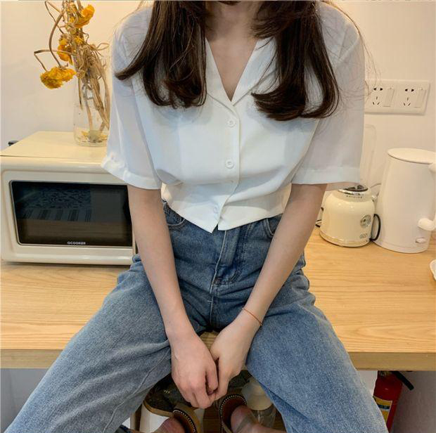 [KÈM VIDEO] Áo Sơ Mi Nữ Cao Cấp Tay Ngắn Dáng Croptop Cổ Ve Kiểu Dáng Trẻ Trung Thời Trang Mixx TOP NU 010V1