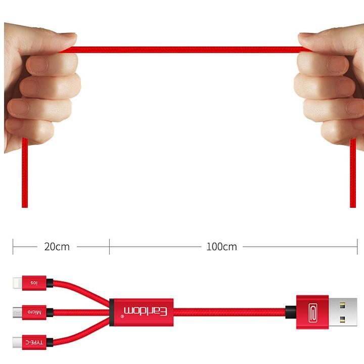 Cáp Sạc Dây Dù 3 trong 1 Earldom IMC-015