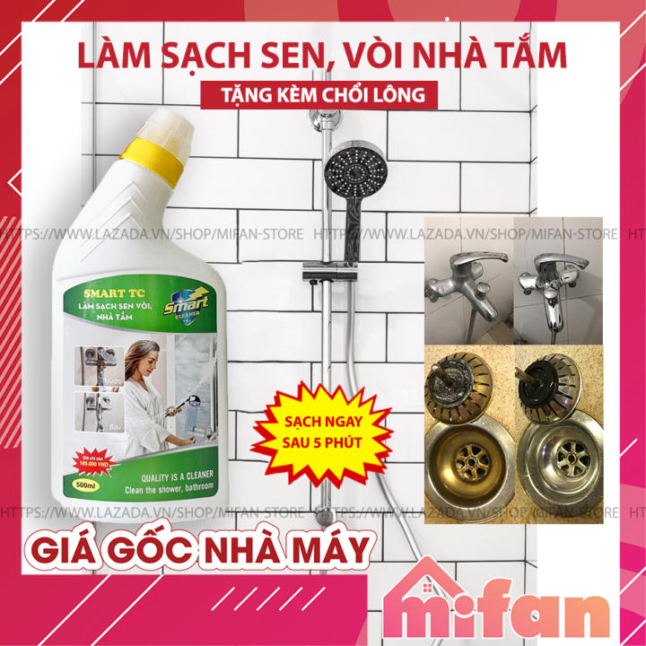 Làm Sạch Sen, Vòi Inox, Tường Sàn Gạch Nhà Tắm SMART TC – Tẩy Cặn Canxi, Vết Nước Cứng, Vết Bẩn Lâu Ngày – Sạch Nhanh Sau 5 Phút Không Cần Cọ Rửa