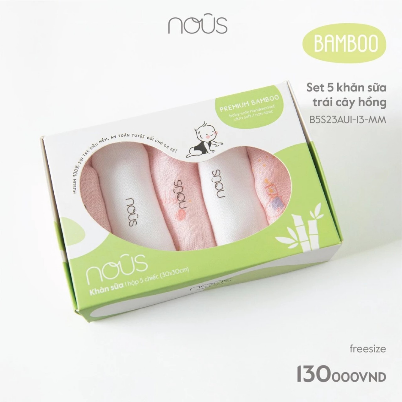 Khăn sữa sợi tre nous bamboo mềm mịn