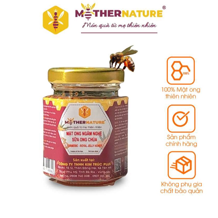 Mật ong ngâm nghệ sữa ong chúa cao cấp Mother Nature 80ml