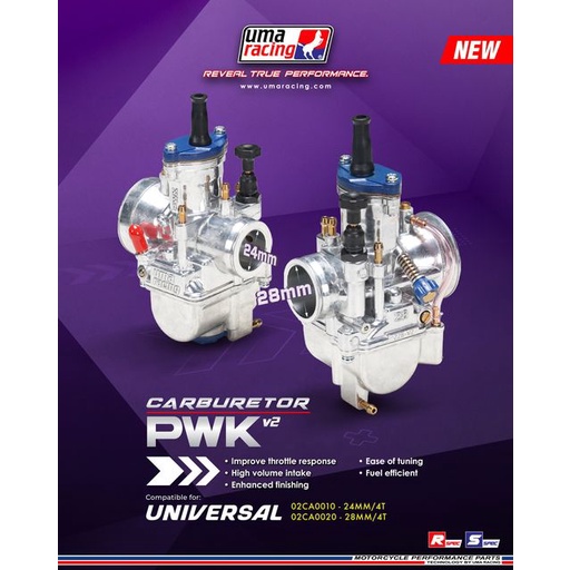 BÌNH XĂNG UMA RACING  ( GA DẸP PWK  V3 - 24MM 28MM 30MM 32MM 34MM 36MM [ Carbuoretors ]