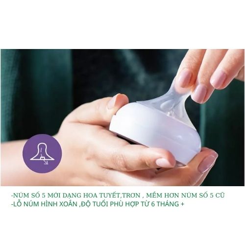 Núm Ti Thay Bình Sữa  Avent Natural,Núm Số 5 [mẫu mới]