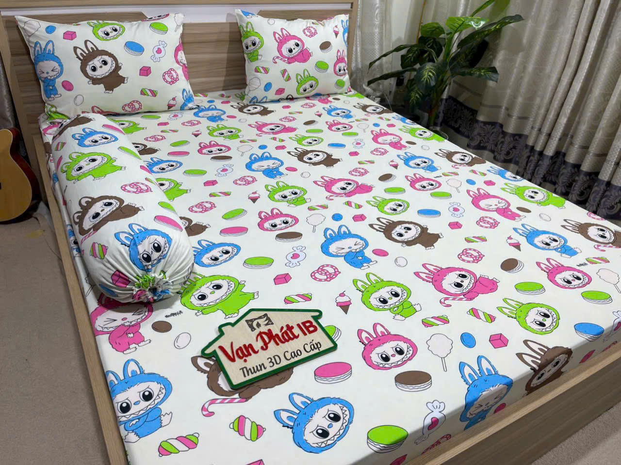 Drap bộ thun lạnh hình thú ,hình họa tiết , giá rẻ