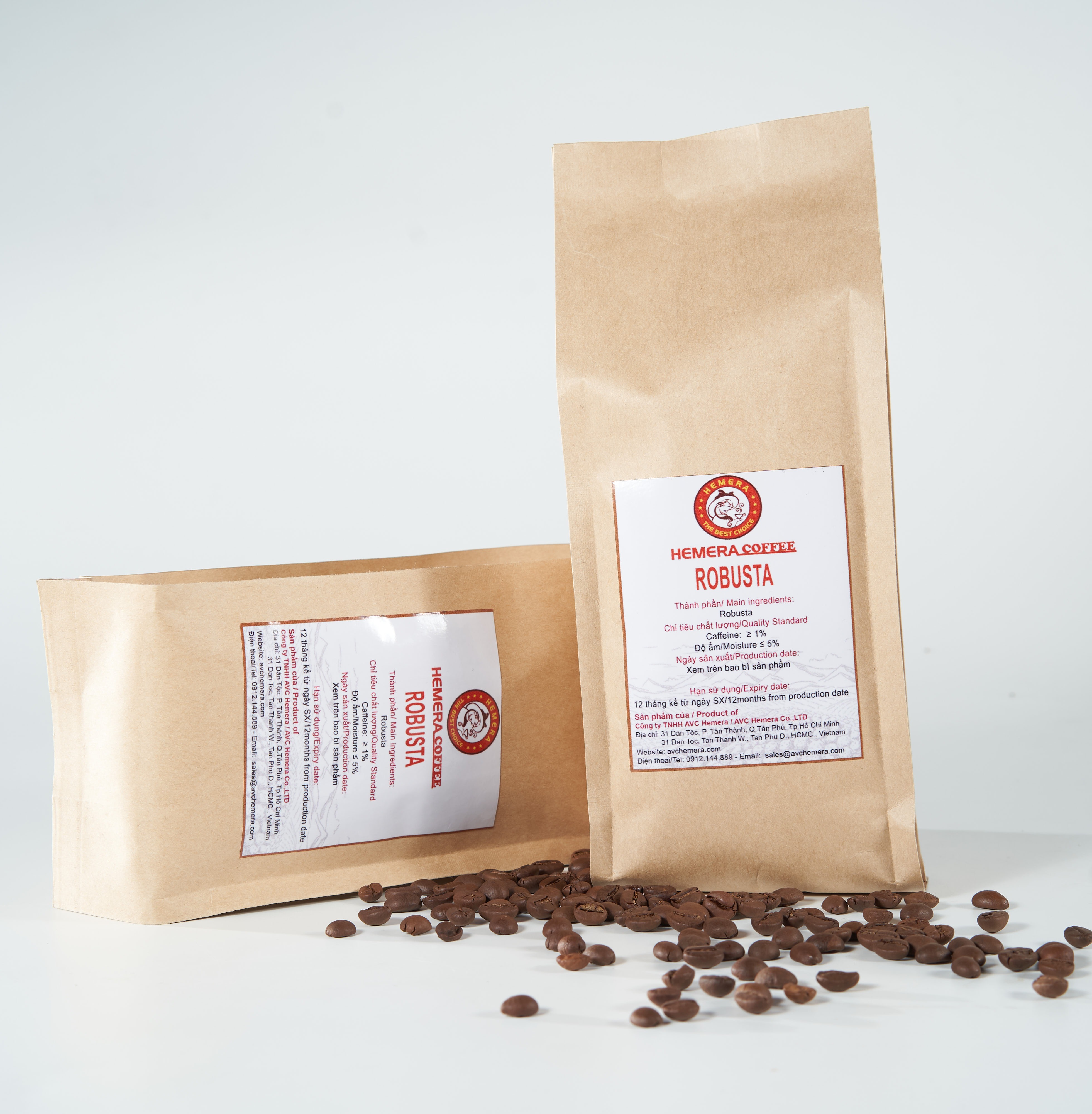 [HCM]CÀ PHÊ HẠT NGUYÊN CHẤT ROBUSTA RANG MỘC HEMERA COFFEE 500GR