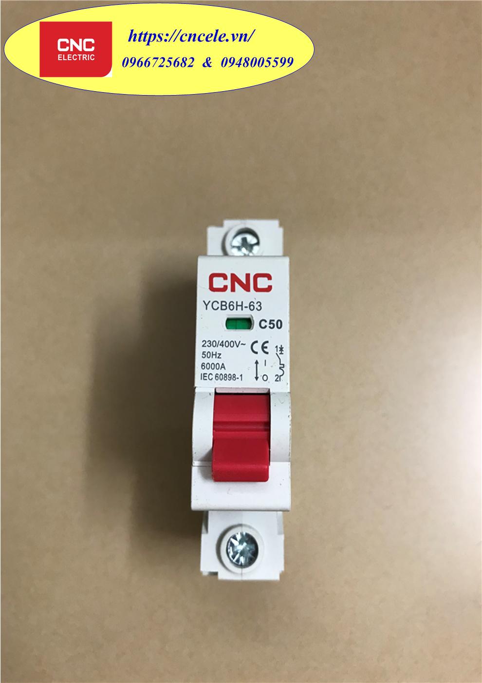 Attomat cnc mcb 1p - 50a; icu = 6ka; mã ycb6h-63