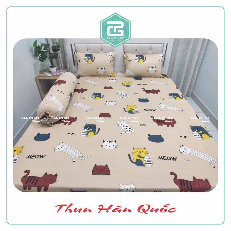 Bộ ga giường thun lạnh hàn quốc 3d gia phát bedding kích thước 2m, 2m2 x 2m.