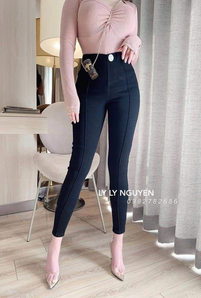 Quần Jeans gân giữa siêu ôm, siêu co giãn