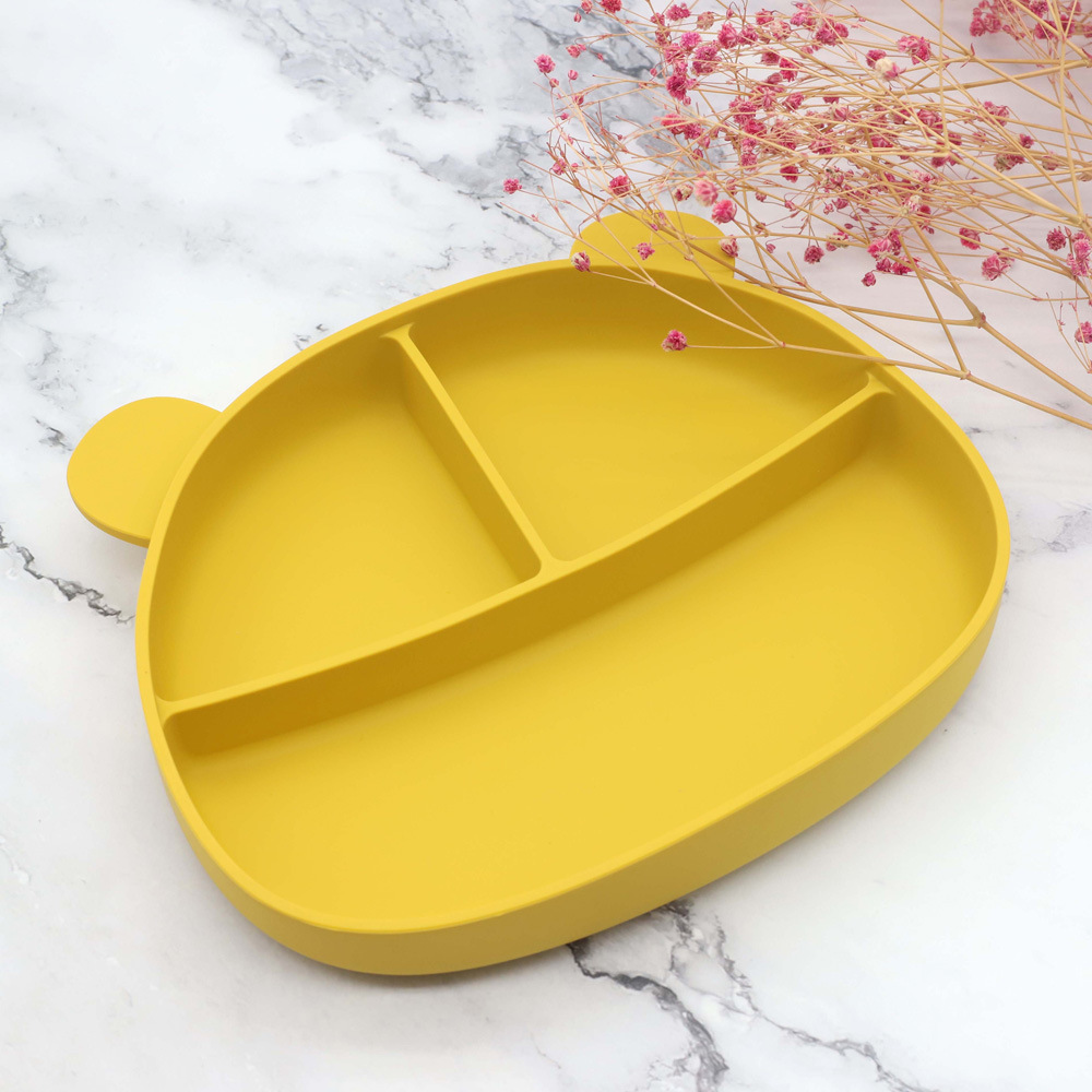 Khay ăn dặm silicon chống đổ cho bé có tai gấu