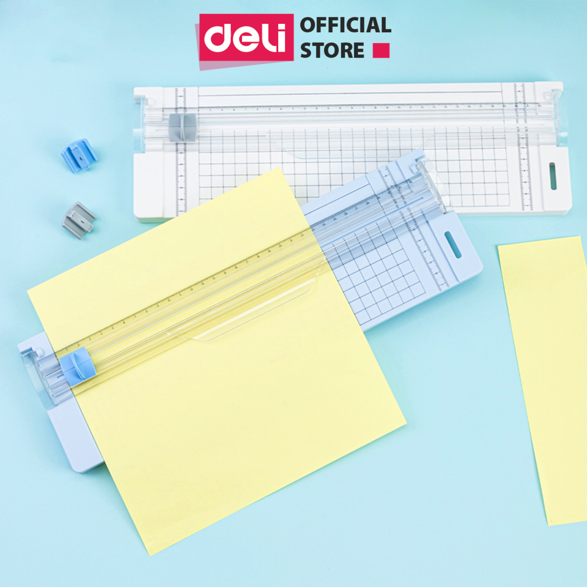 Bàn cắt giấy khổ A4 mini tiện lợi DELI - cắt được giấy 300gsm - có thể điều chỉnh kích thước -an toàn khi sử dụng- 14251