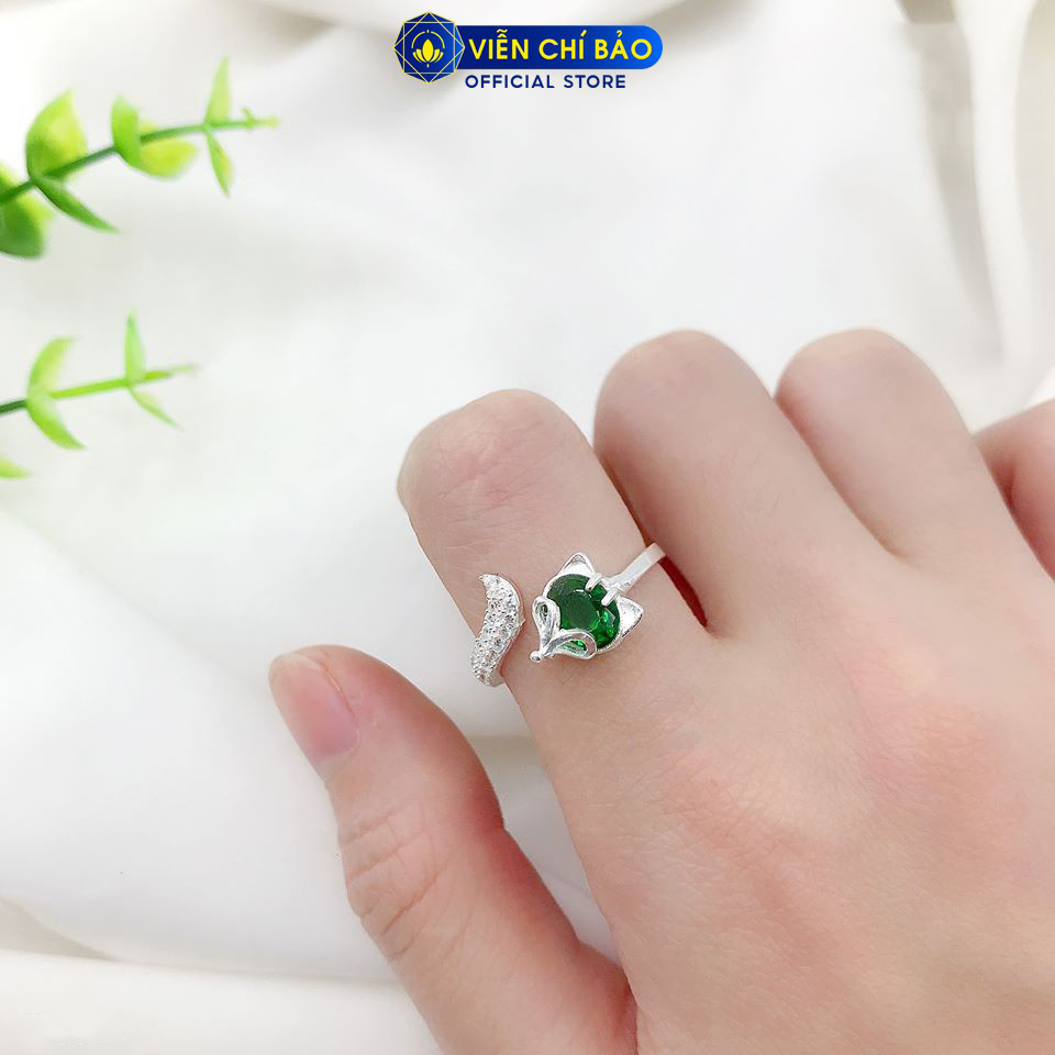 Nhẫn bạc nữ Hồ Ly Cửu Vỹ Thiên Hồ đính đá nhiều màu bạc 925 thời trang phụ kiện trang sức nữ Viễn Chí Bảo N400337