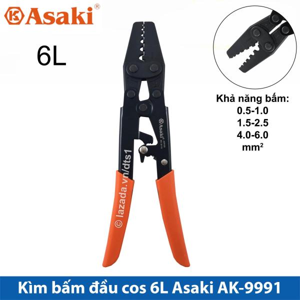 Kìm bấm cos 6L 0.5 - 6mm2 Asaki AK-9110 - Kềm bấm cốt 6L (Kìm bấm đầu cote Asaki)