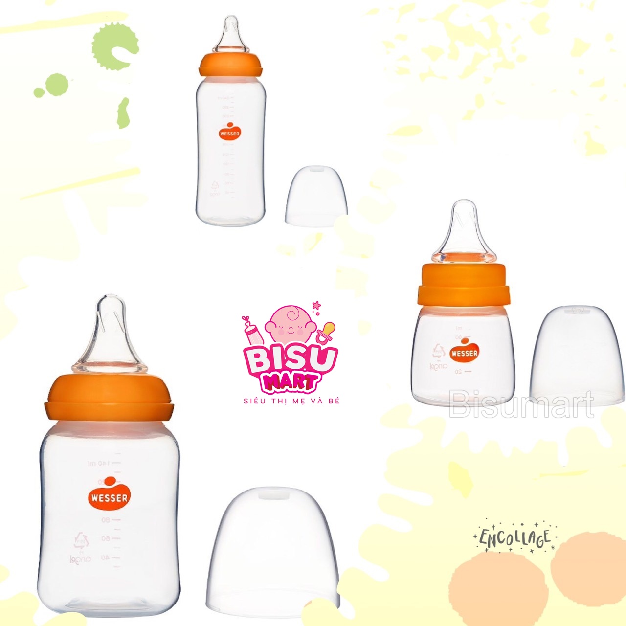 Bình Sữa Wesser Cổ Hẹp PP Mẫu mới 60ml - 140ml - 250ml