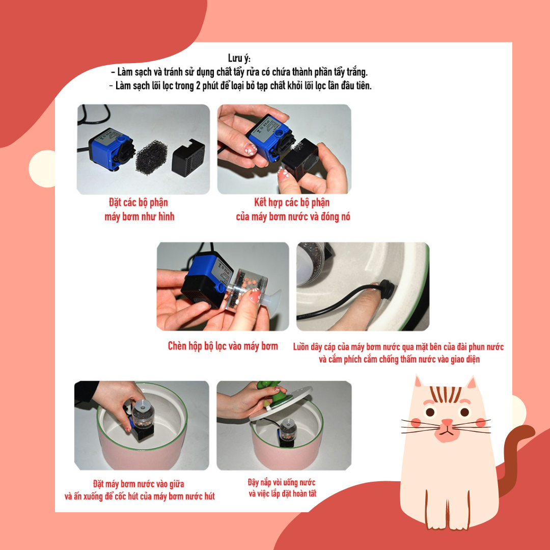 [TẶNG THÊM LÕI LỌC + MIẾNG BÔNG + MIẾNG HÍT CỐ ĐỊNH] Máy Lọc Nước Cho Chó Mèo