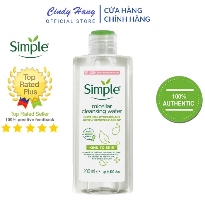 [Mẫu Mới] Nước Tẩy Trang Simple Micellar Cleansing Water 200ml