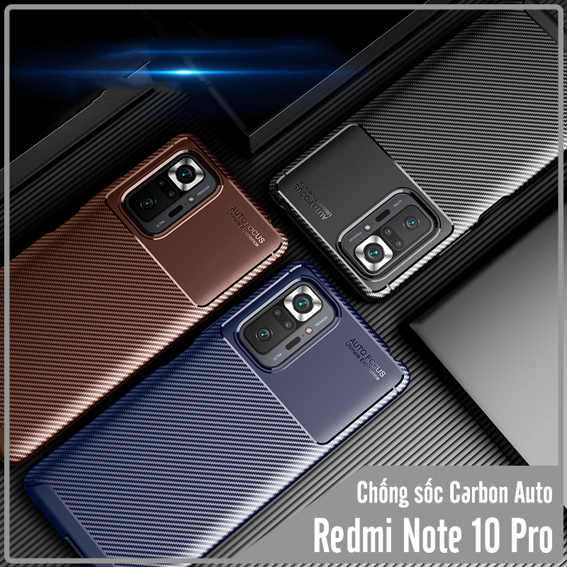 Ốp lưng cho Xiaomi Redmi Note 10 Pro chống sốc Carbon