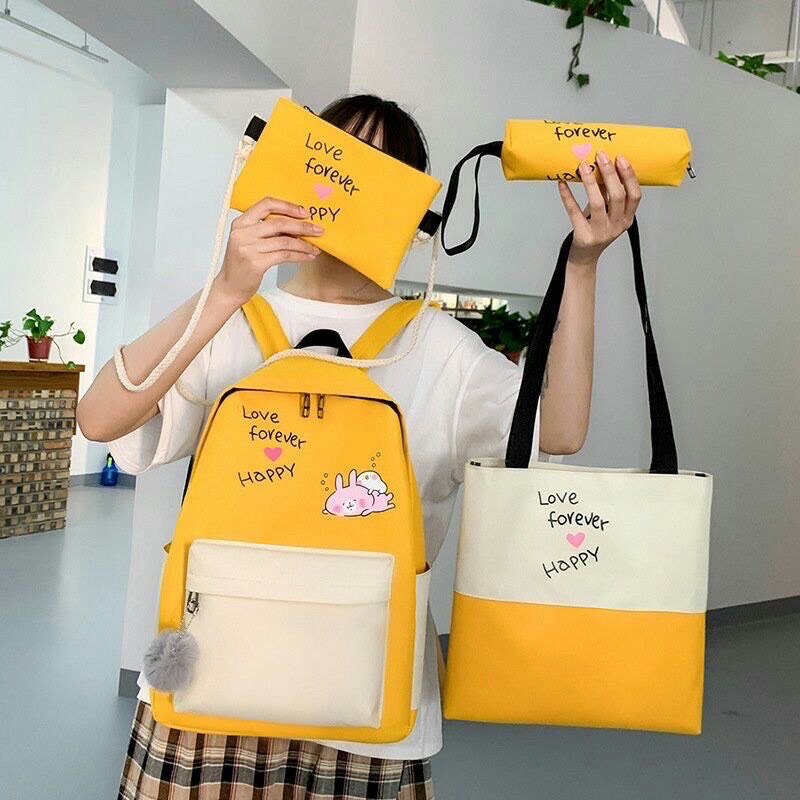 [ SIÊU KHUYẾN MÃI ] Balo Set 4 Món Màu Sắc Trẻ Trung ( Size To)