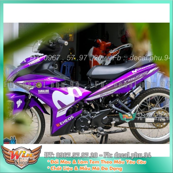 Tem rời Exciter 150 Movistar Tím Trắng