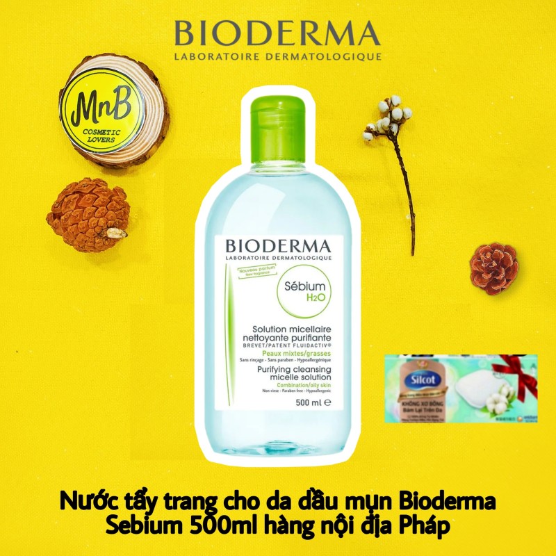 Nước tẩy trang Bioderma cho da dầu mụn 500ml xanh siêu lành tính