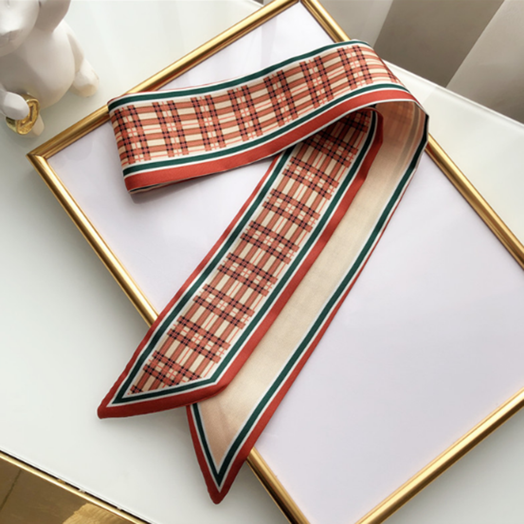 Khăn lụa dài TWINS cột tóc và trang trí túi xách 6x90cm