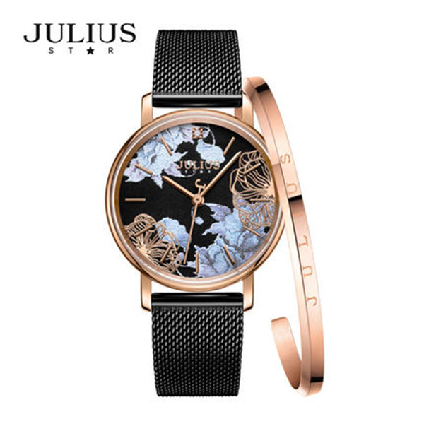 Đồng hồ nữ Julius Star Hàn Quốc JS-033 mặt kính sapphire in hoa 3D