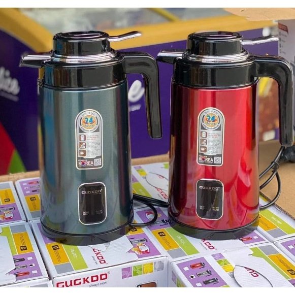 Ấm đun nước siêu tốc Gucckoo 1000W kiêm bình thủy giữ nhiệt để bàn sang trọng hiện đại, dugn tích 3 lít, tay cầm chắc chắn, thiết kế 3 lớp giữ nóng cực tốt