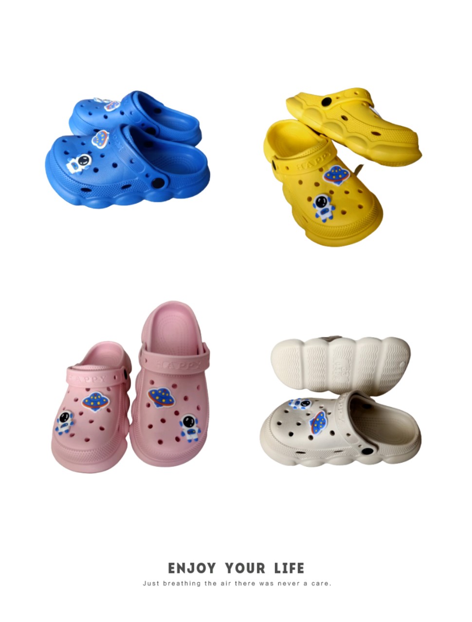 Dép sục, dép crocs, dép bánh mì cho bé kèm 2 sticker dễ thương, chất liệu EVA siêu nhẹ, size 30-35, đế dày 3-4cm siêu bền