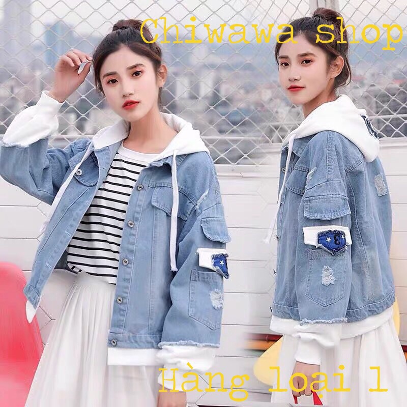 [HCM]Áo khoác jean nữ có nón form rộng Hàn Quốc mũ nỉ đôi cực chất bao đẹp size M-L-XL