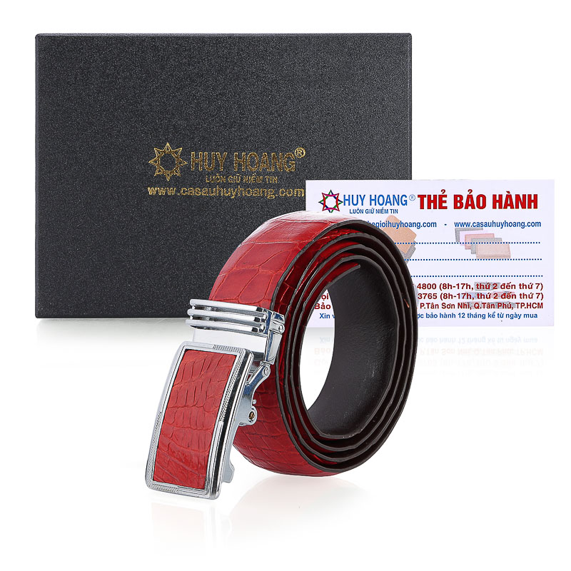 Thắt lưng nam da cá sấu  màu đỏ HK4256
