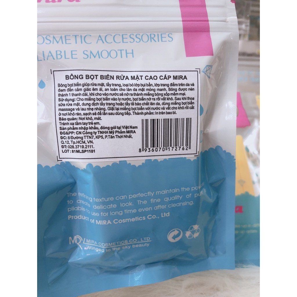 Bông Bọt Biển Rửa Mặt Cao Cấp Hàn Quốc Mira (6 miếng)