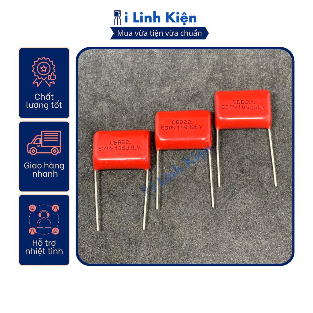 Tụ CBB 105J 1uF 630V chất lượng tốt.