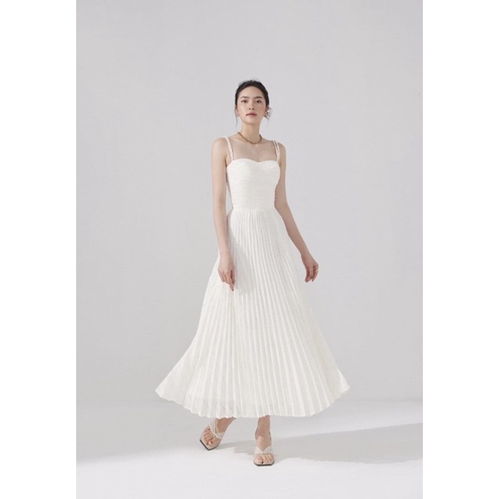 [Anita Dress] Đầm WAYO trắng dập ly dự tiệc sang trọng