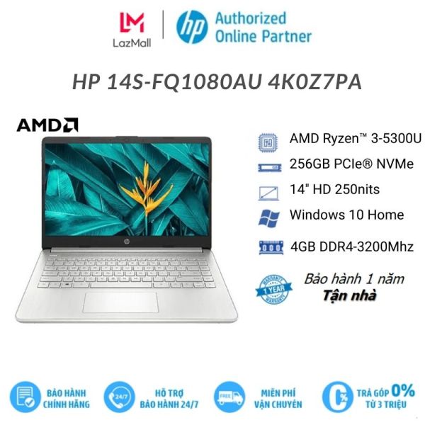 Bảng giá Laptop HP 14s-fq1080AU 4K0Z7PA (Ryzen 3-5300U | 4GB | 256GB | Radeon Vega | 14 inch HD | Win 10 | Bạc) Phong Vũ
