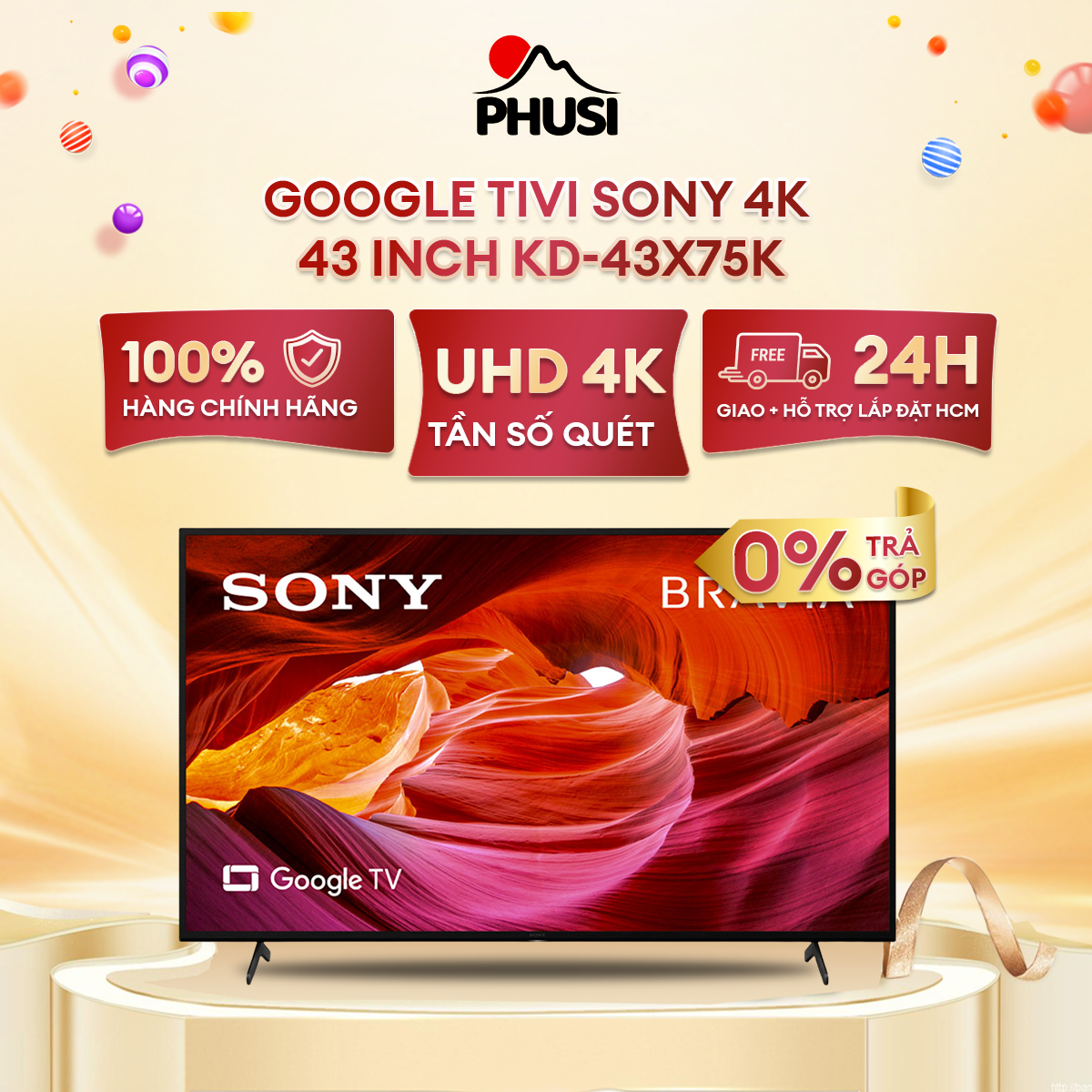✅ google tivi sony 4k 43 inch kd-43x75k giao hàng miễn phí hcm - hàng chính hãng