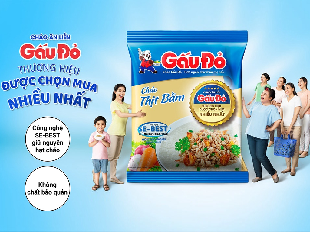 Combo 5 gói Cháo thịt bằm Gấu Đỏ 50g