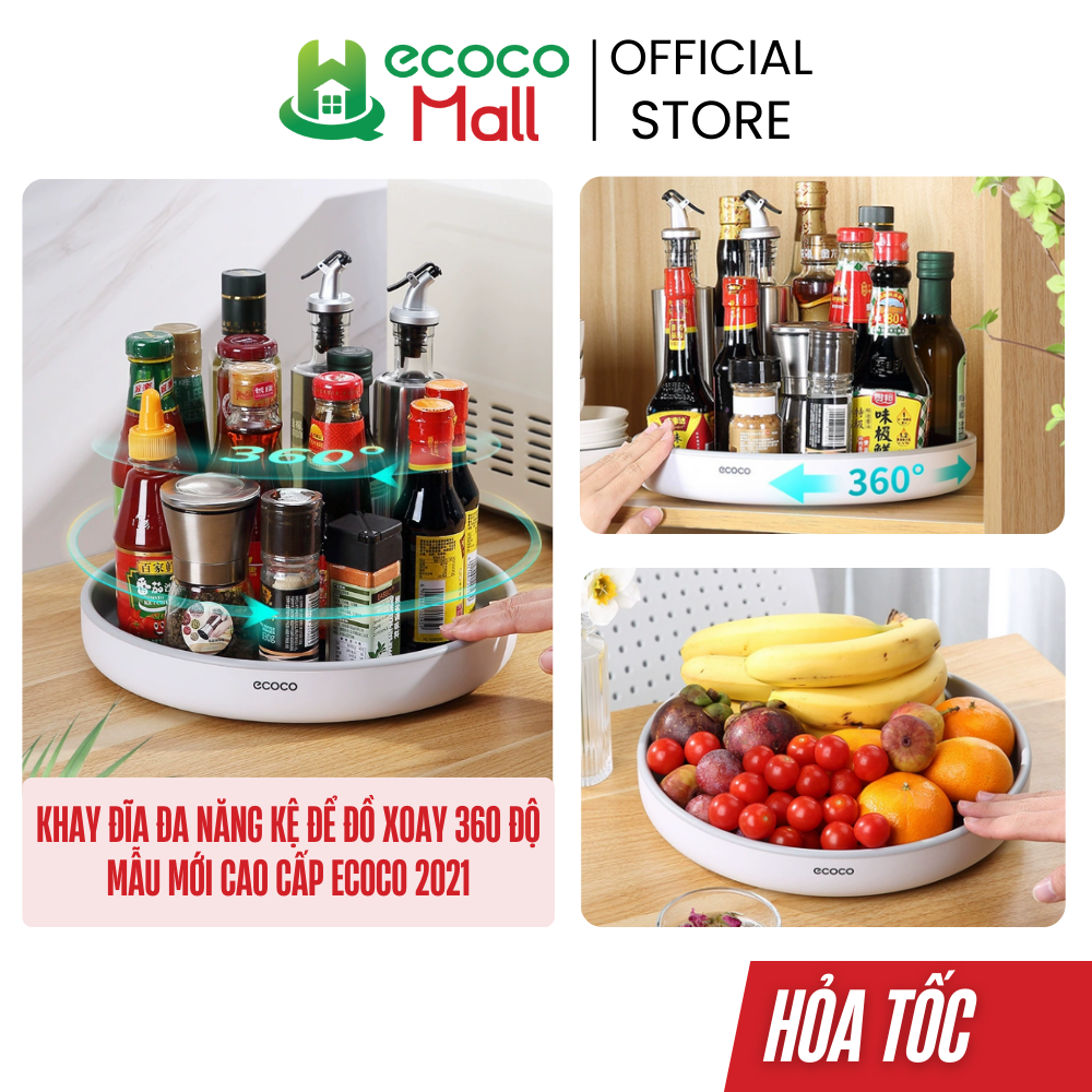 KHAY ĐĨA ĐA NĂNG ĐỂ ĐỒ XOAY 360 ĐỘ ECOCO MẪU MỚI CAO CẤP