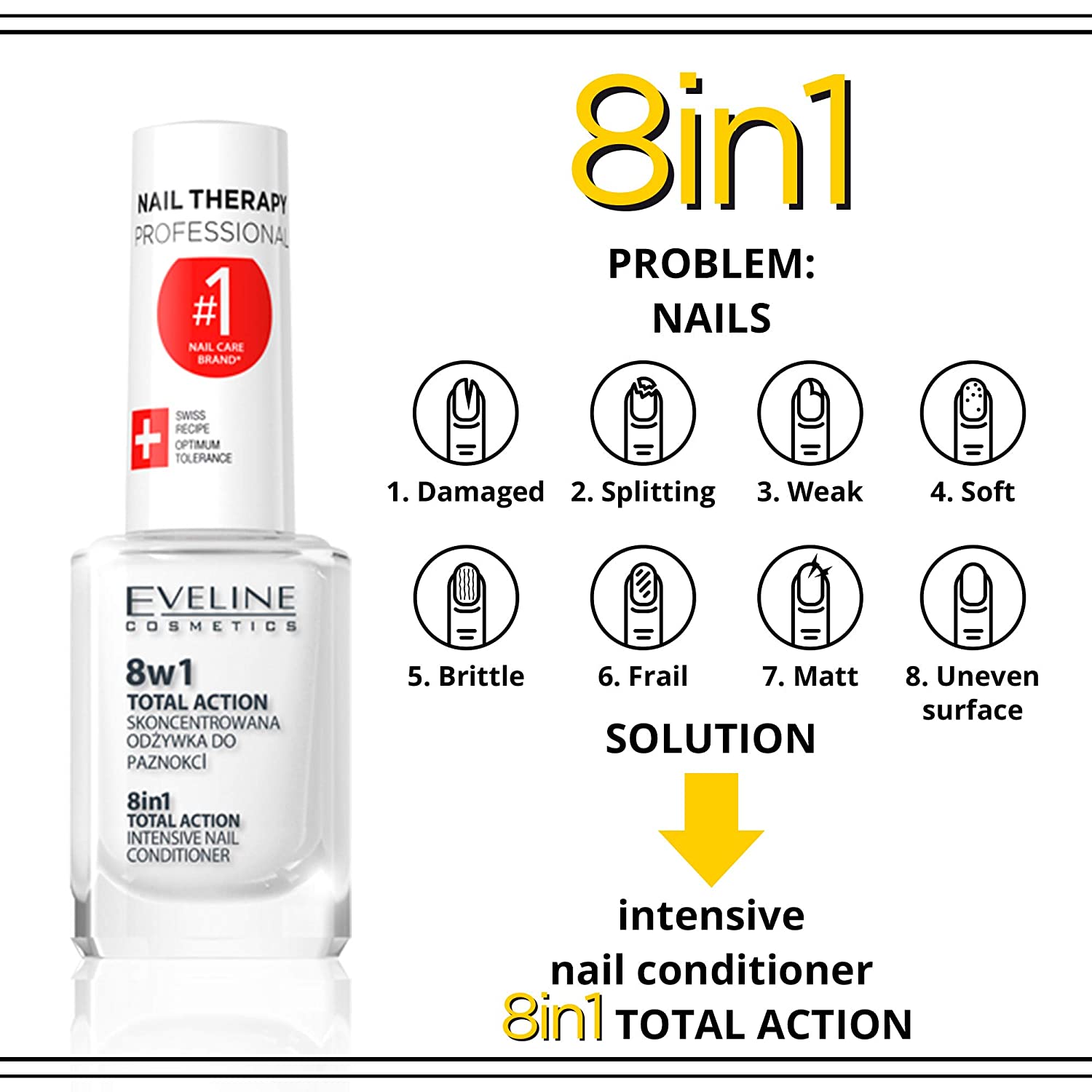 Dưỡng móng Eveline 8 in1 Total Action 12ml