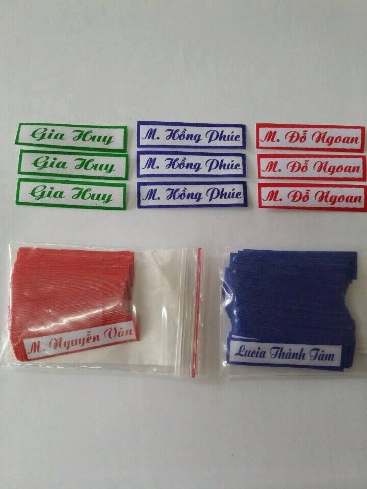 bảng tên, nhãn tên vải ủi