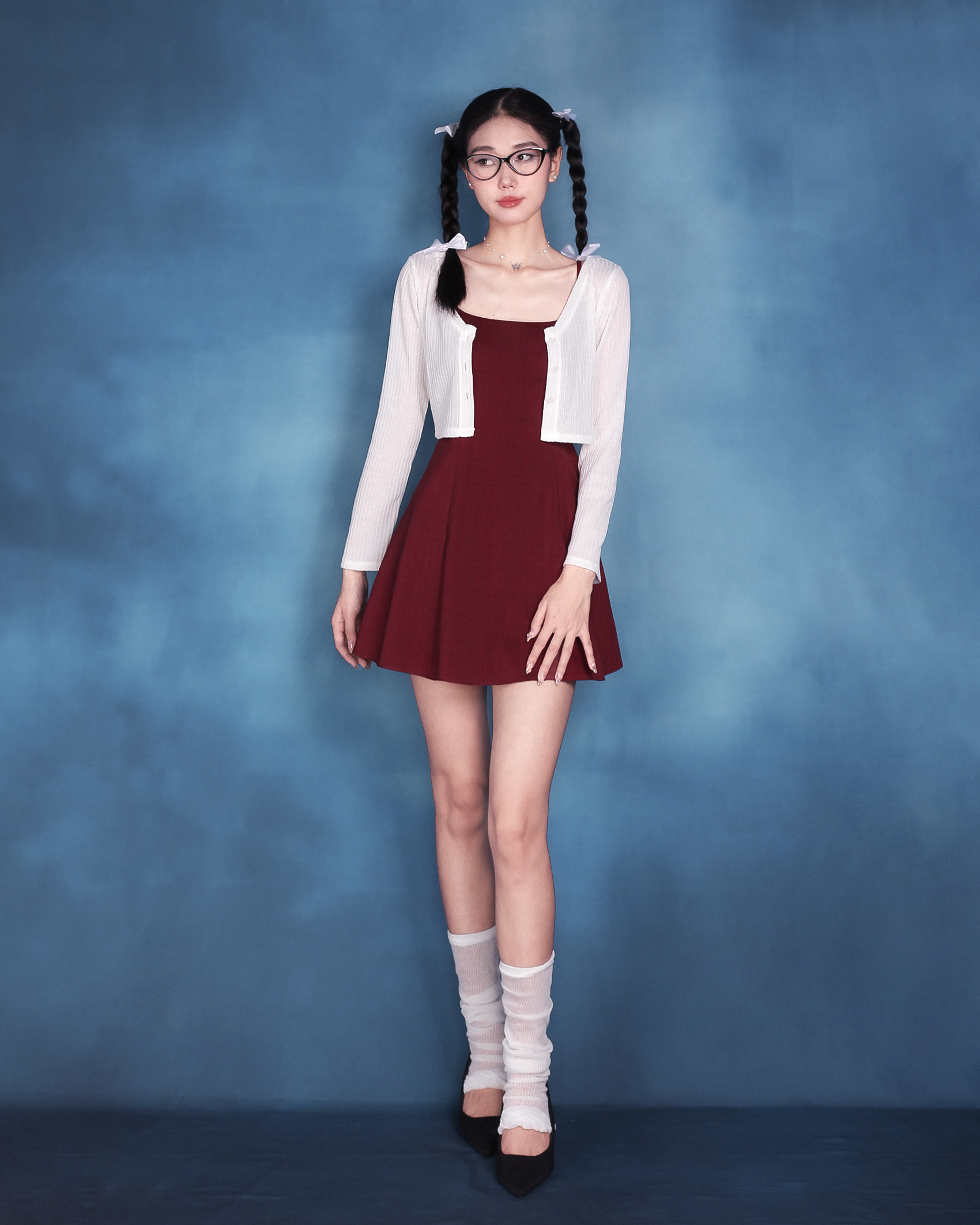 DALLA Áo cardigan croptop cổ V basic (CDG06)