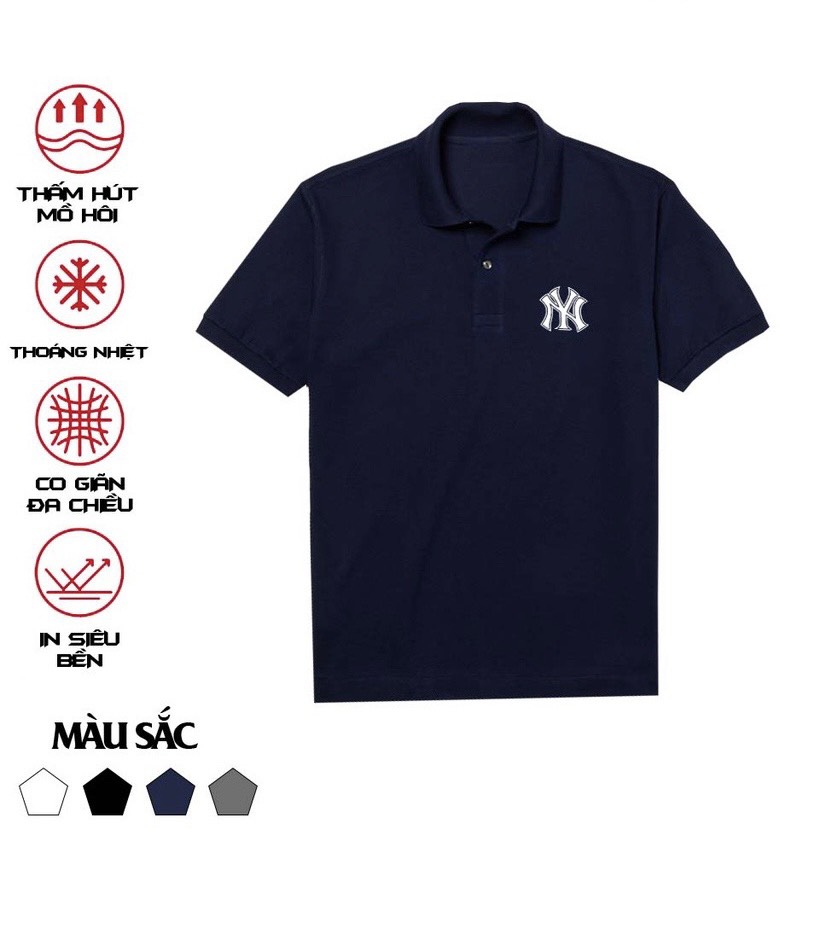 Áo thun nam polo in logo NY vải thun lạnh siêu mát